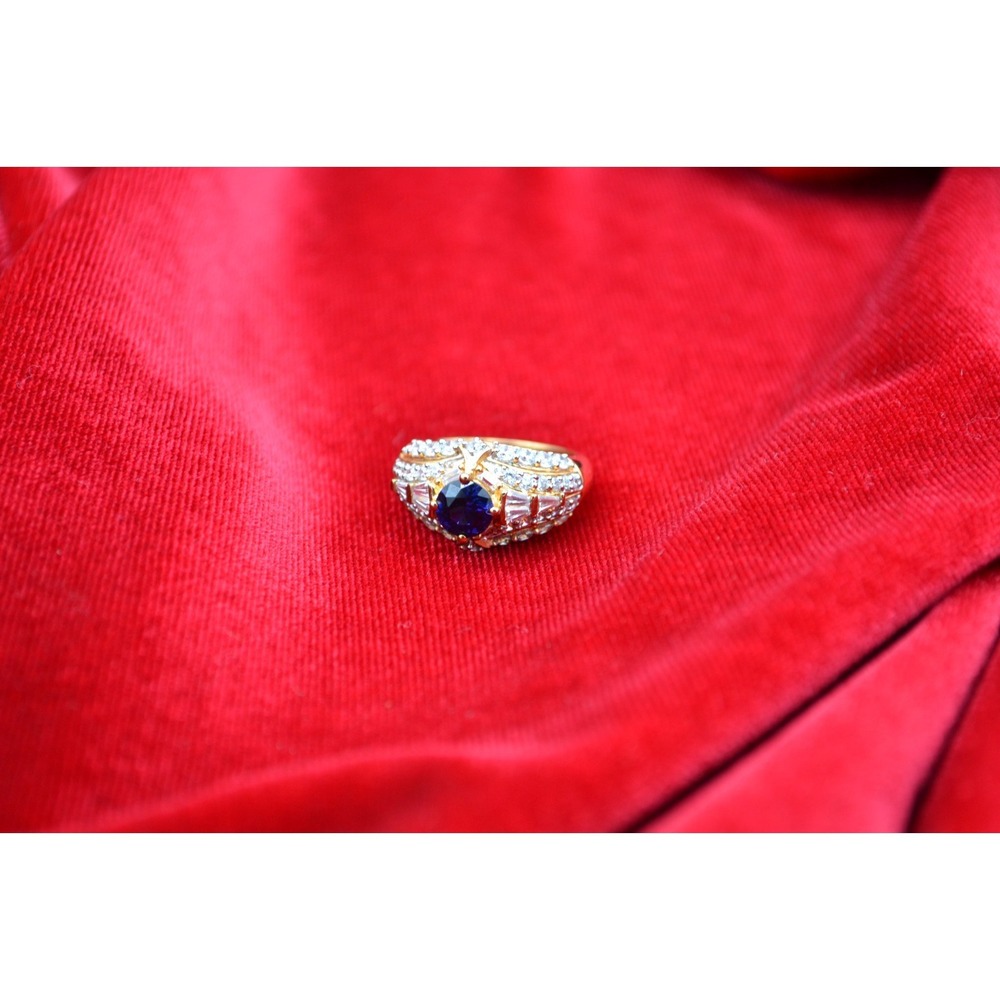Gold over Sterling Silver Tanzanite Colored CZ Ring Size 6.75